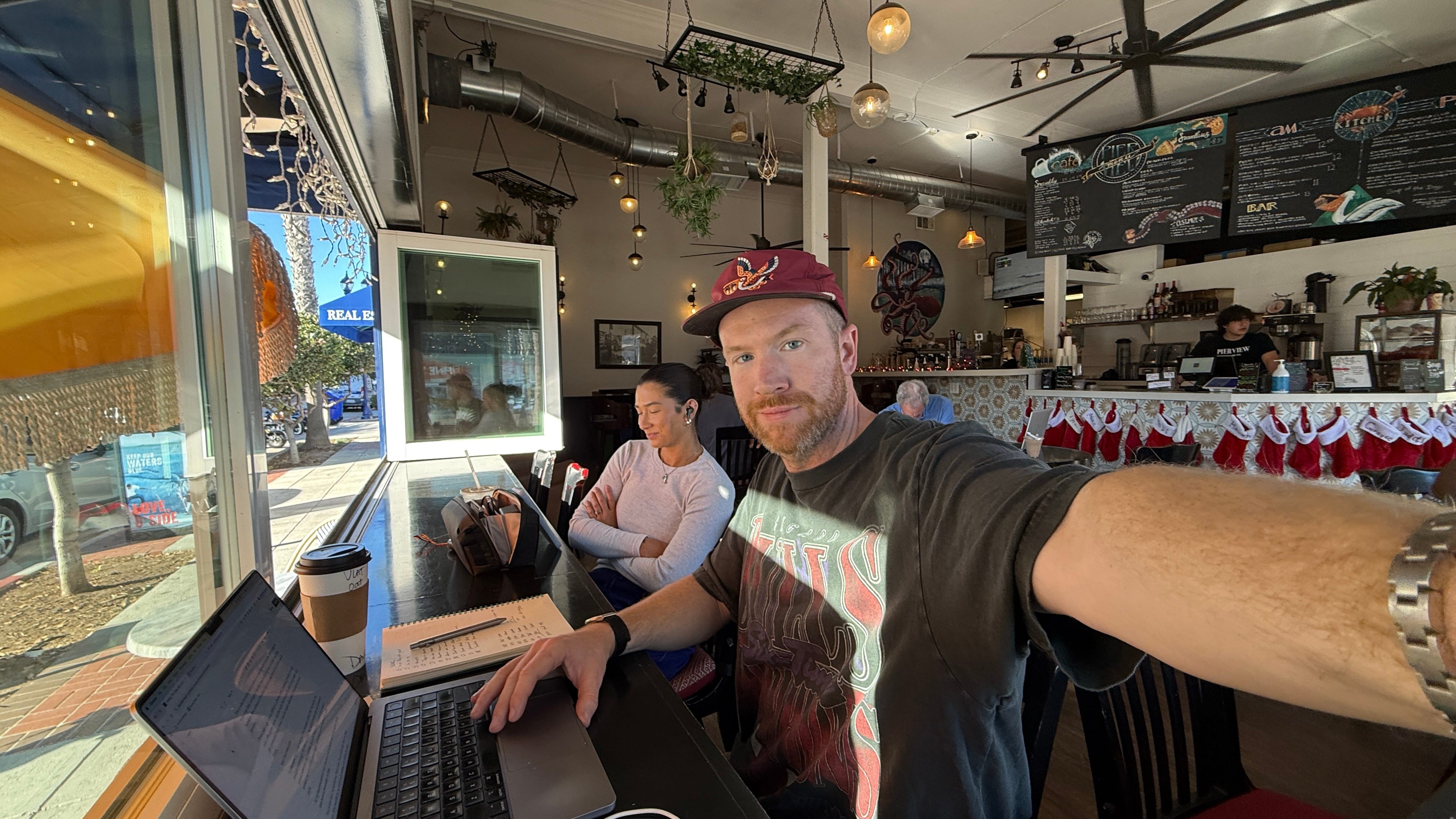 Working from a coffee shop in Oceanside